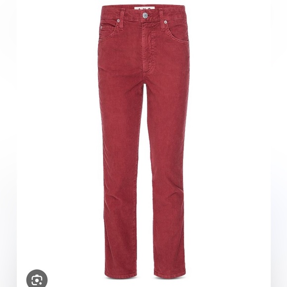 AMO x Free People Washed Red Chloe Corduroy Straight Crop Pants 25 - Picture 2 of 9